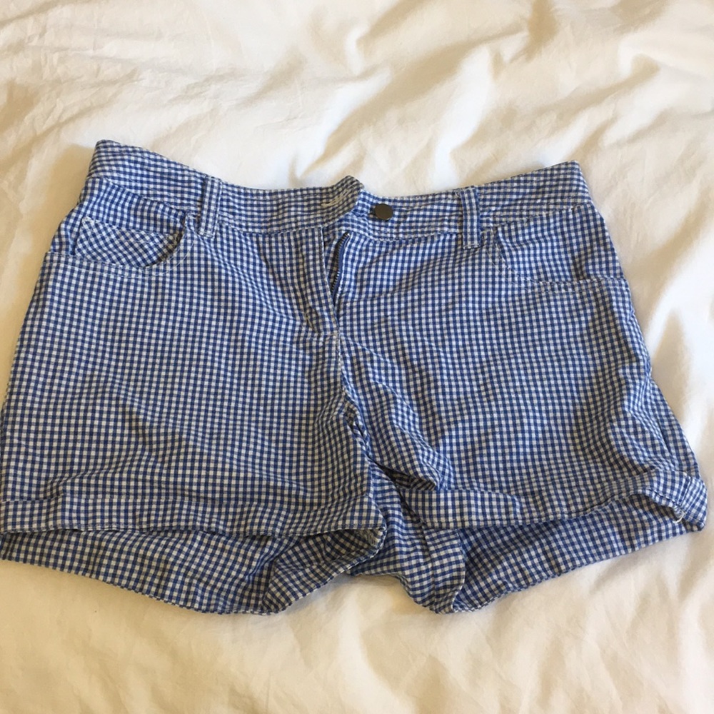 Talbots KIDS blue and white plaid shorts